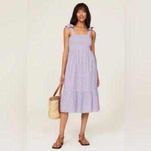 Lavender Eyelet Smocked Midi Dress slate&willow size m